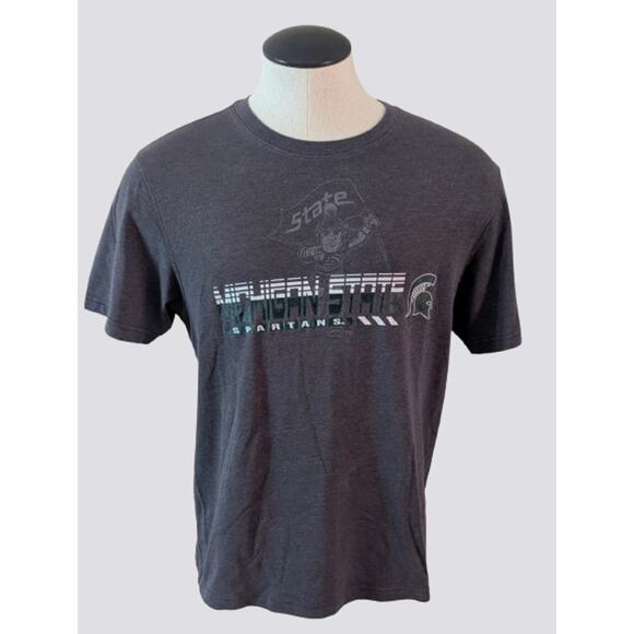 MICHIGAN STATE UNIVERSITY MSU Gray Cotton Blend Athletic T Shirt Size Large - Picture 1 of 3